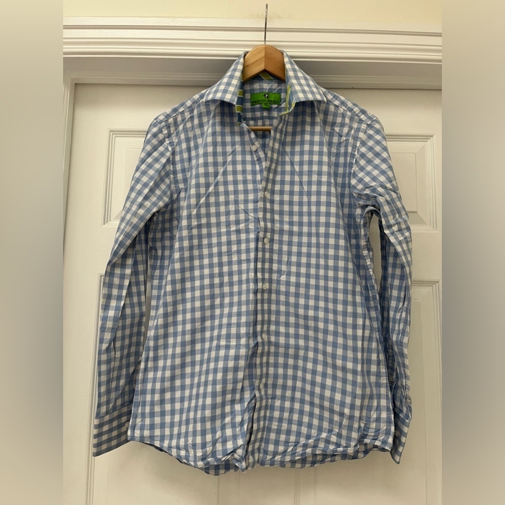 Bristol & Bull men’s plaid button down shirt size small 14-14 1/2